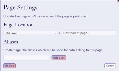 Screenshot of document page settings modal